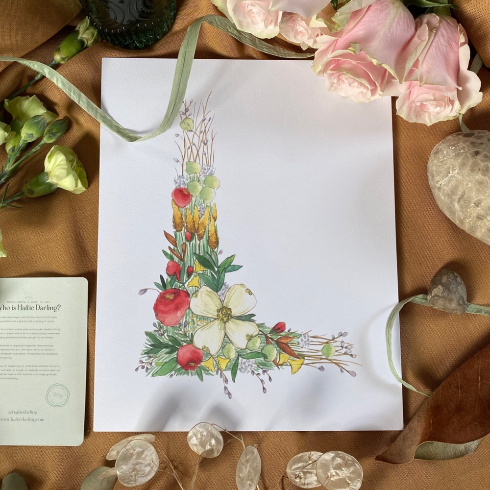 Hattie Darling - 8x10” Monogram Art Print - L